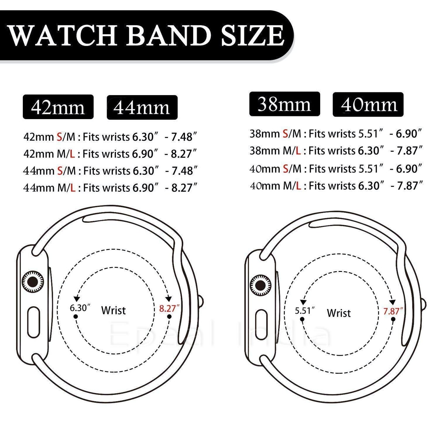 Epaal Plain Silicone Strap for Apple iWatch Series 4/3/2/1 [38mm / 40mm]