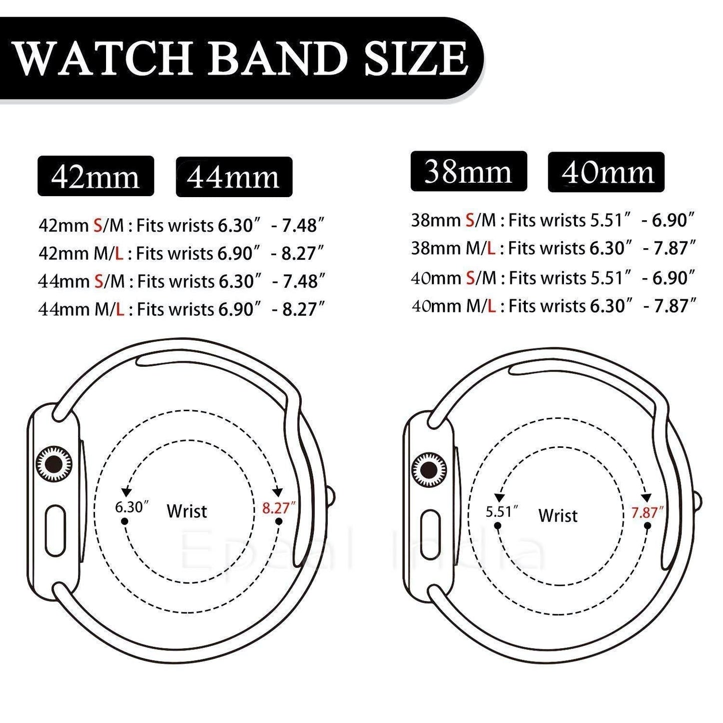 Epaal Plain Silicone Strap for Apple iWatch Series 4/5 [42mm / 44mm]