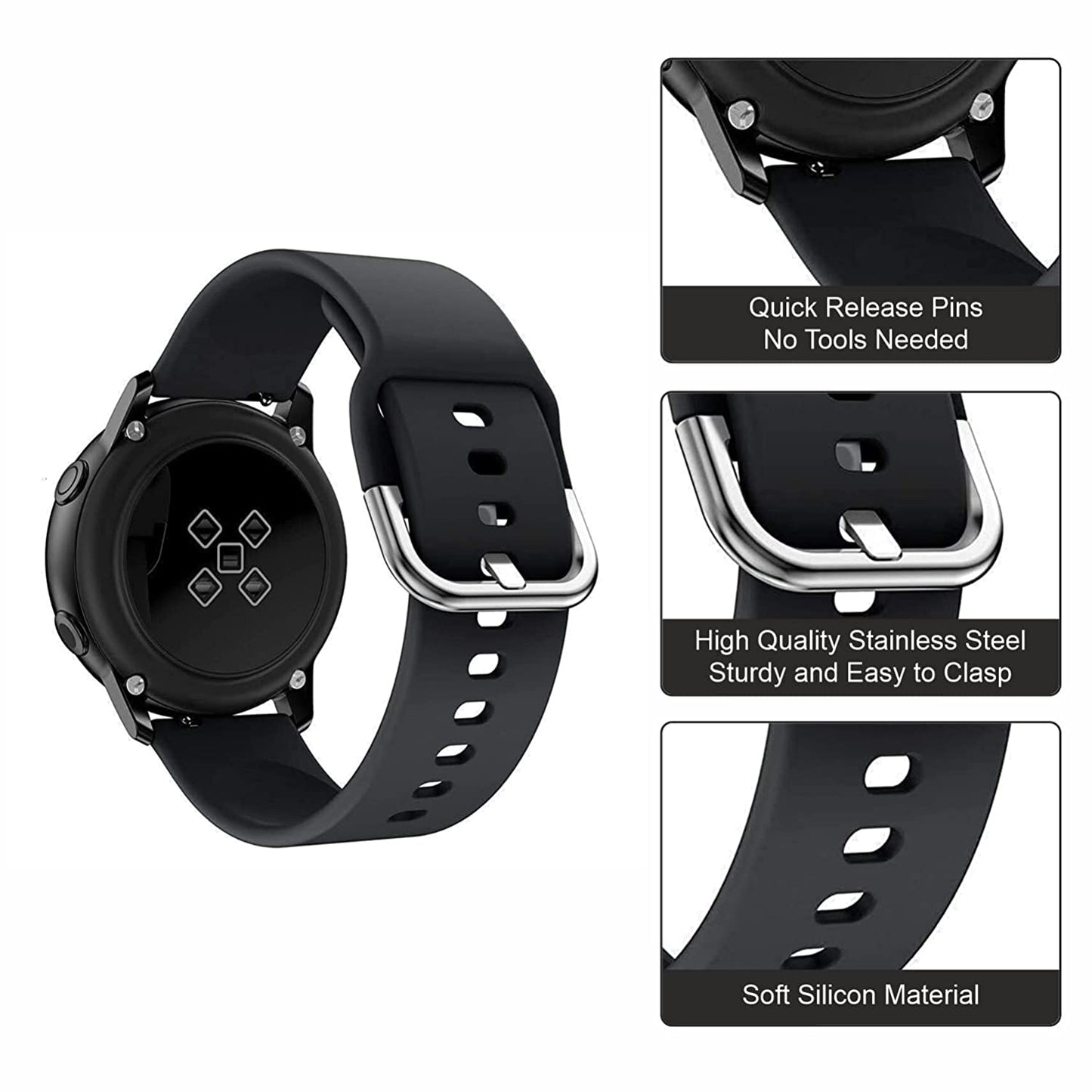 Epaal 22mm Universal Silicone Strap with InBuilt Loop for Samsung Watch 3 45mm / Samsung Gear S3 Classic/Frontier/Huawei GT2/Realme S/S Pro & more...