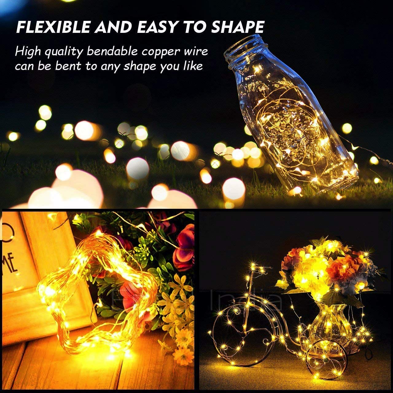 Epaal® LED String Lights, Fairy, Starry Lights Silver Copper Wire Waterproof Decorative Lights (Warm White, USB Powered - 10 Meters (100 LEDs))