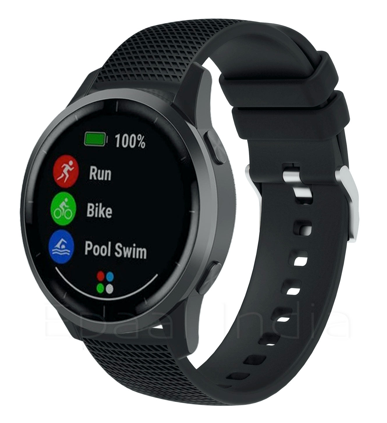 Epaal 19mm Universal Silicone Strap with Dash Texture Metal Buckle for Noise ColorFit Pulse, Noise ColorFit Pro 2/Oxy, Boat Storm, Realme Watch