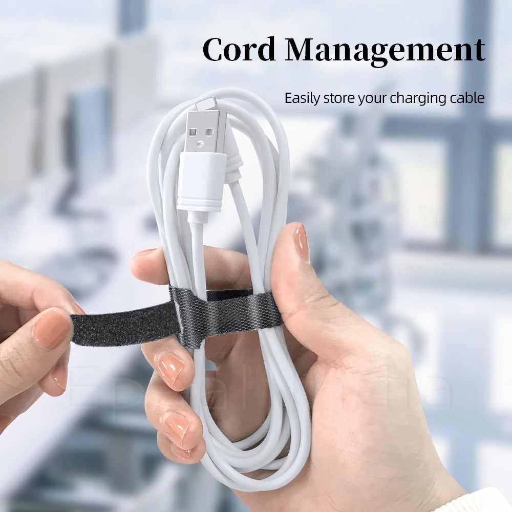 Epaal 20 pcs Black Cord Cable Wire Holder Protector Organiser Accessories Self Adhesive Cable Straps Hook and Loop Cable Ties for Home, Office, Car, Desktop, Laptop, Computer