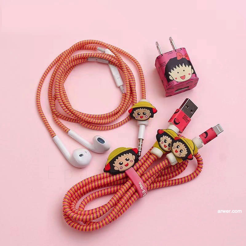 Epaal 8-in-1 Set of Spiral USB and Earphone Cable Protectors Winder, Sticker, Clips, Organizer Clip