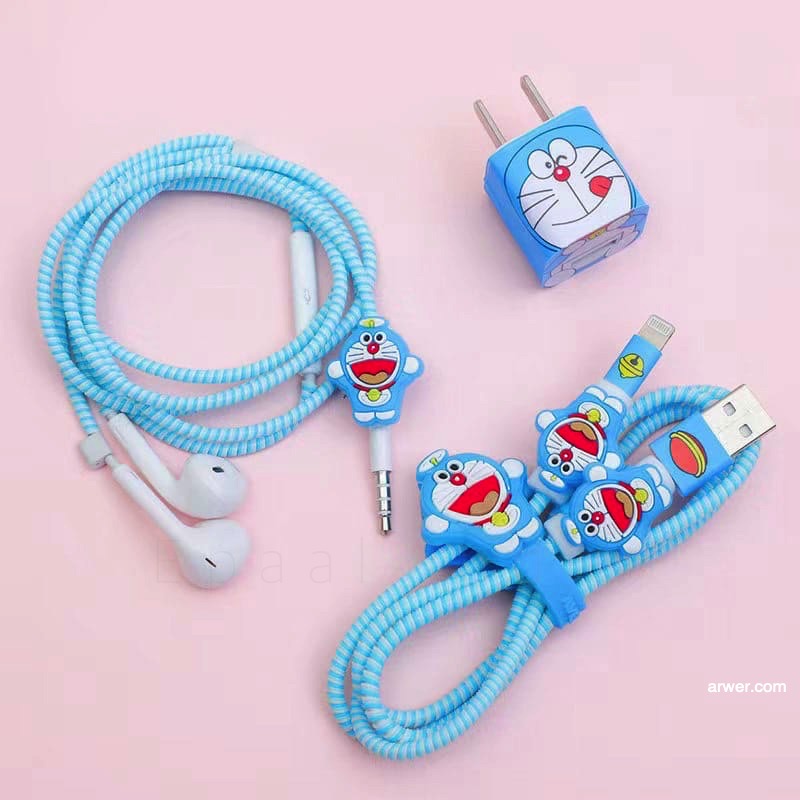 Epaal 8-in-1 Set of Spiral USB and Earphone Cable Protectors Winder, Sticker, Clips, Organizer Clip