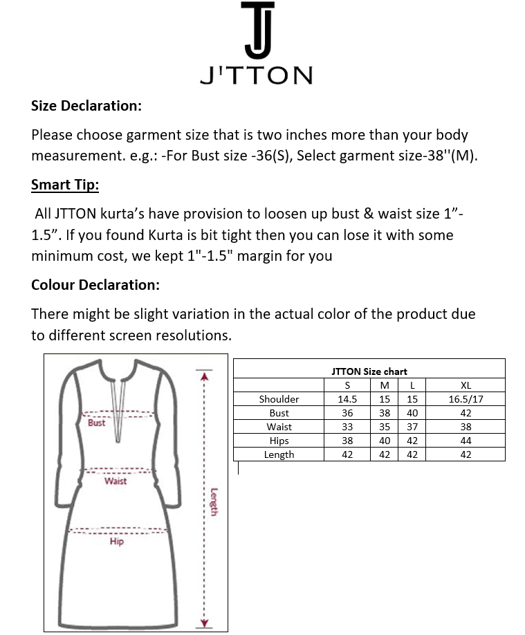 J'TTON Women's Pure Cotton Straight Kurta Red
