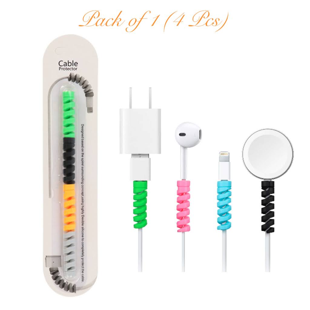 Spiral Cable Protector Winder Sleeves for Protecting Expensive Cables (1 Set - 4 pcs)
