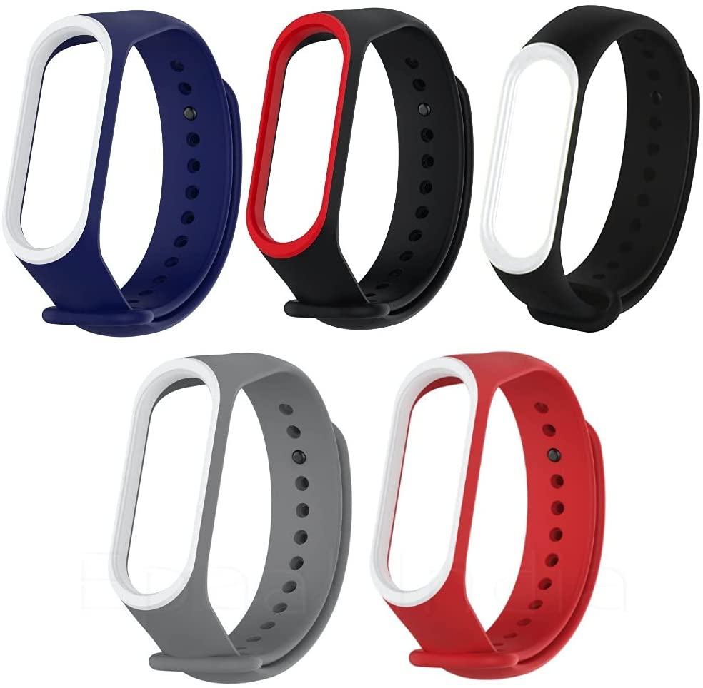 Epaal Mi Band 4 / Mi Band 3, Set of 5 Dual Color Silicone Straps (Pack of 5)