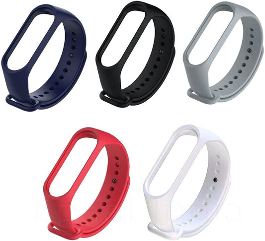 Epaal Mi Band 4 / Mi Band 3 Plain Color Silicone Straps (Pack of 5)