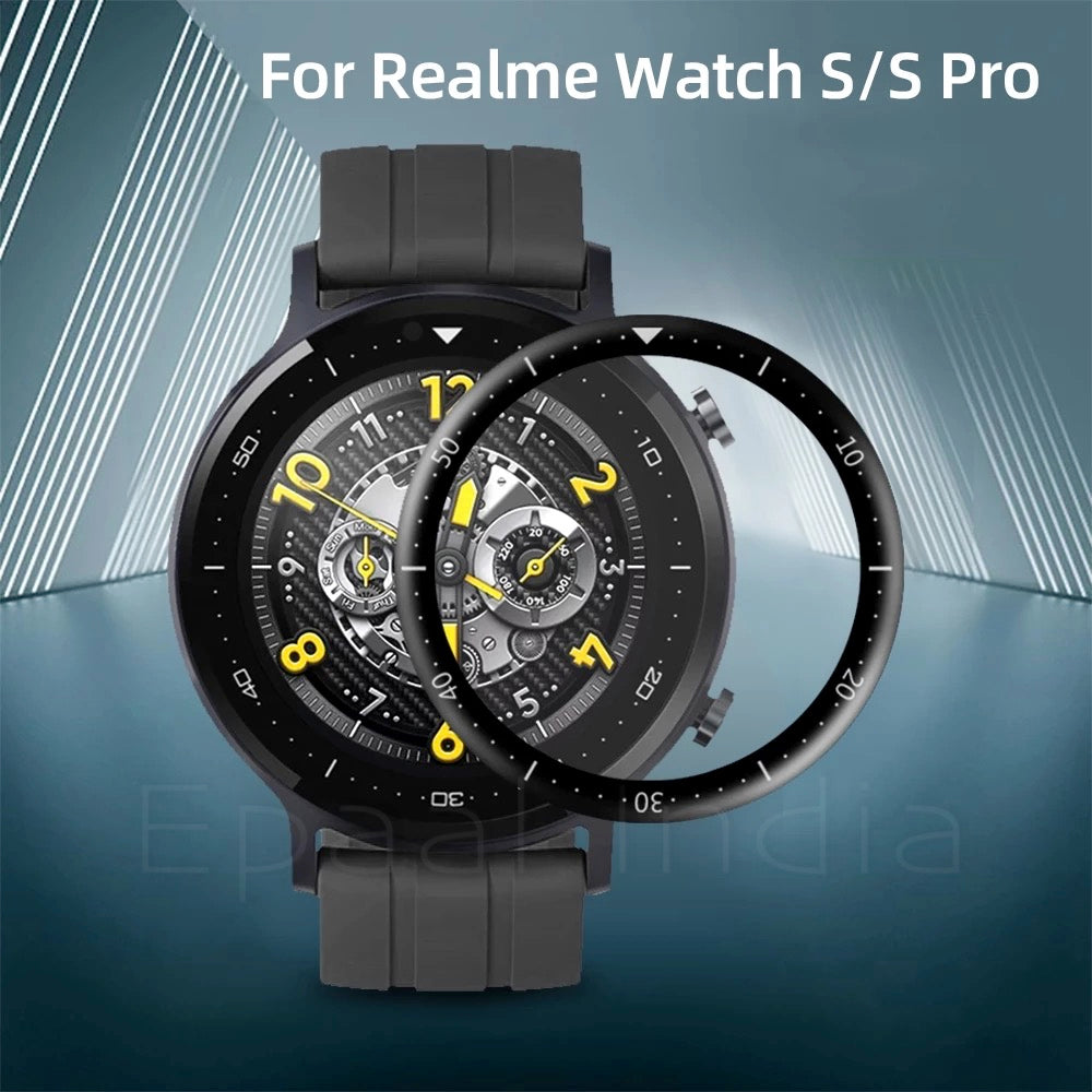 Epaal 3D Protective Screen Guard Protector Film for Realme Watch S/S Pro, PMMA+PU Edge to Edge Screen Protection (Pack of 1)