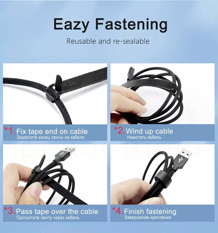 Epaal Essentials Reusable Cable Ties Strap with Double Sided Hook & Loop  Wire Organiser (Pack of 30 - 15 cms long)