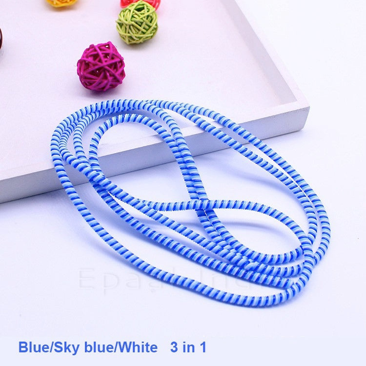 Spiral Triple Color (2 Pcs) 1.4 Meters Each-Full Size Cable Cord Charger Protector Saver Winder for iPhone & Android Charging Cables