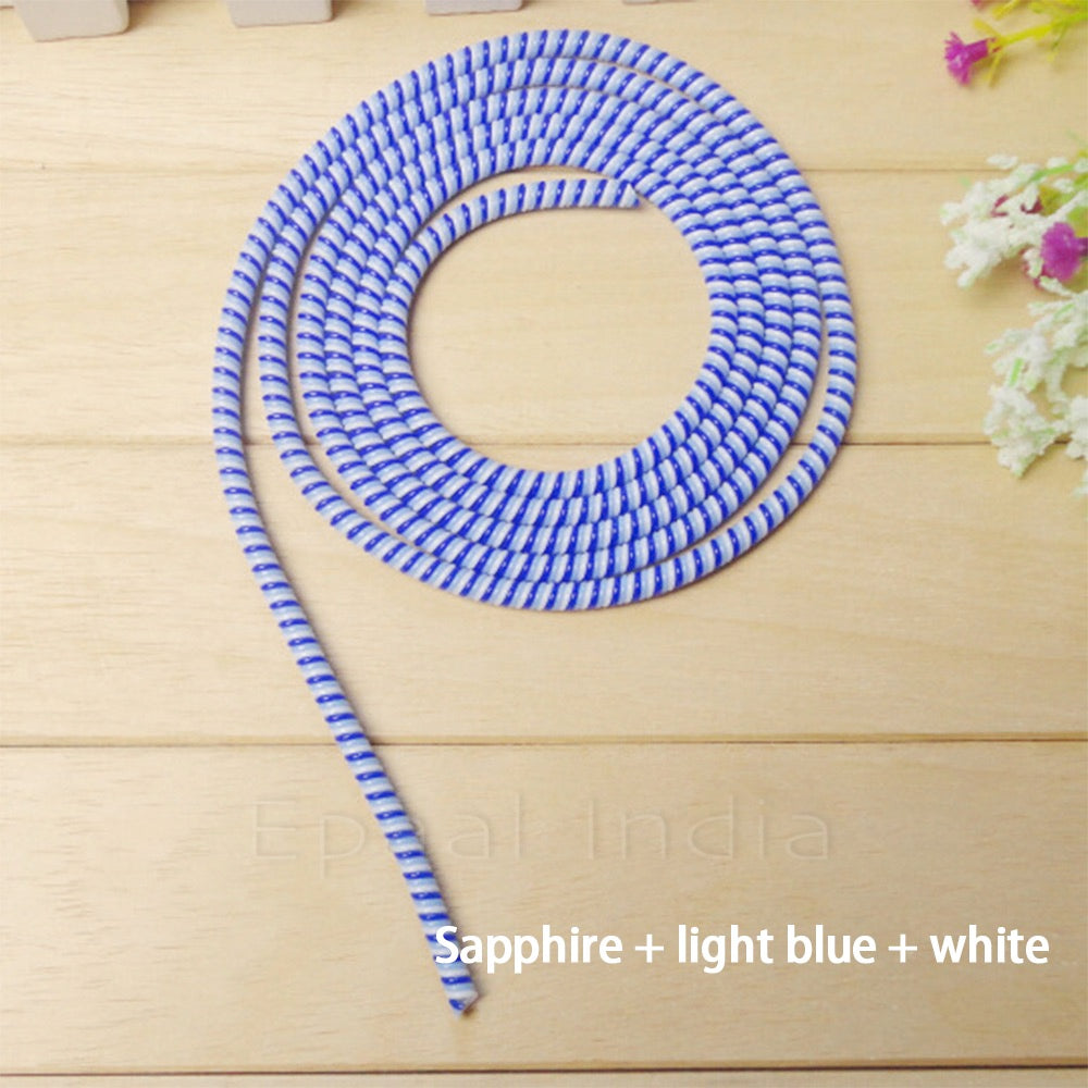 Spiral Triple Color (2 Pcs) 1.4 Meters Each-Full Size Cable Cord Charger Protector Saver Winder for iPhone & Android Charging Cables
