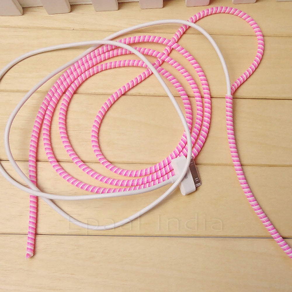 Spiral Triple Color (2 Pcs) 1.4 Meters Each-Full Size Cable Cord Charger Protector Saver Winder for iPhone & Android Charging Cables